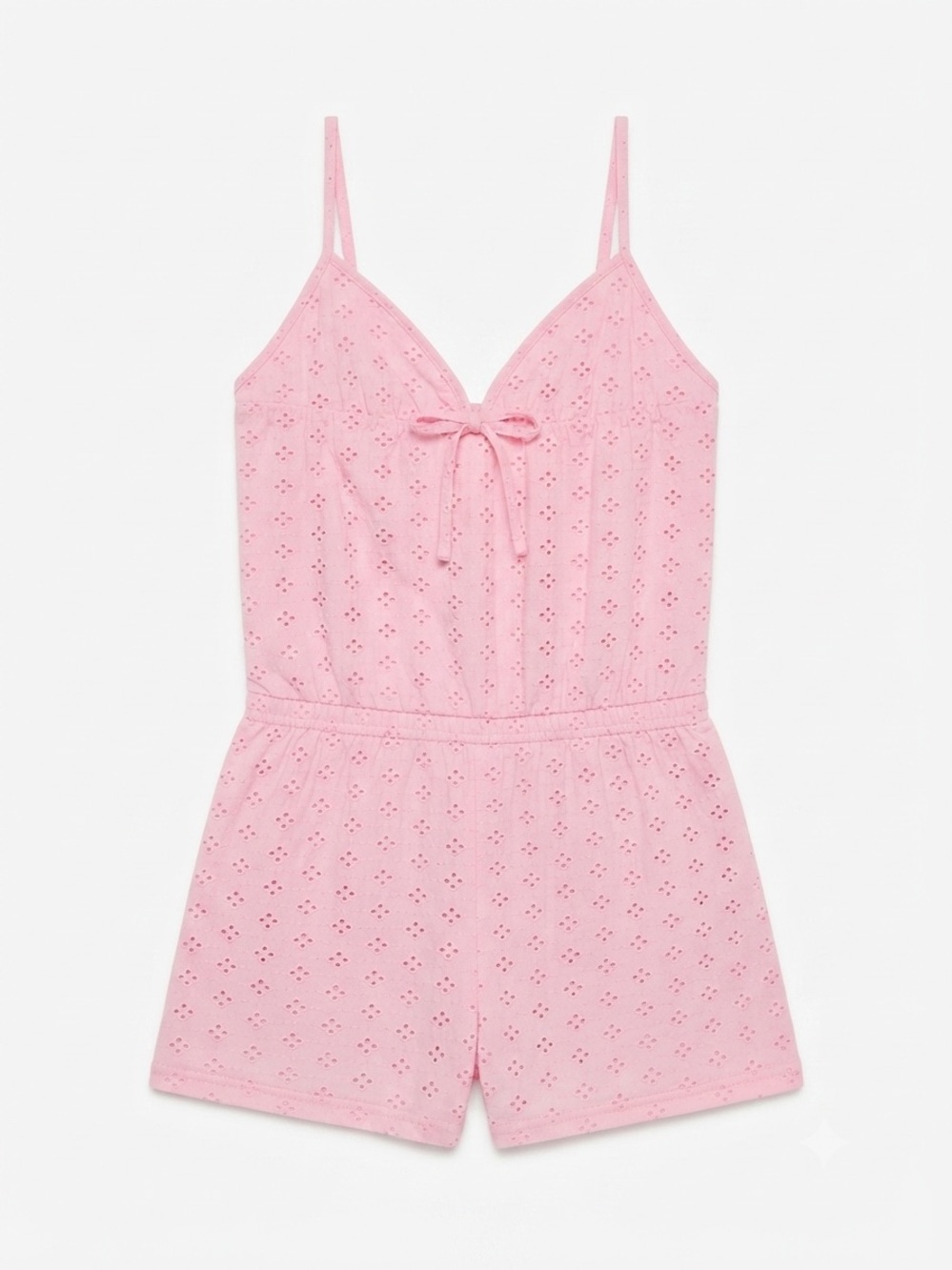 Love to Sleep Pink Eyelet Romper Women Size Medium NWT Cami Shorts Sleepwear⁠